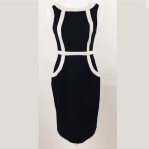 Black-and-white connected apparel midi dress